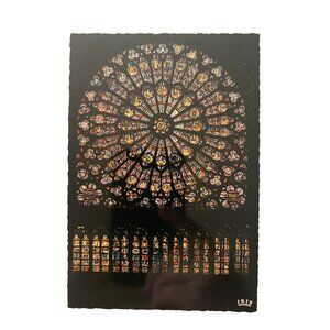 Paris Notre Dame Rosace Nord RPPC Mexichrome Gothic Stained Glass